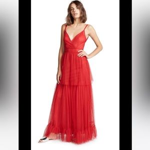 STAUD Red Layered Maxi Dress
